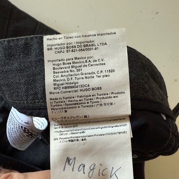 HUGO BOSS Maine Straight Leg Charcoal Herringbone 5 Pocket Pants Mens 36 x 34 - Picture 7 of 13